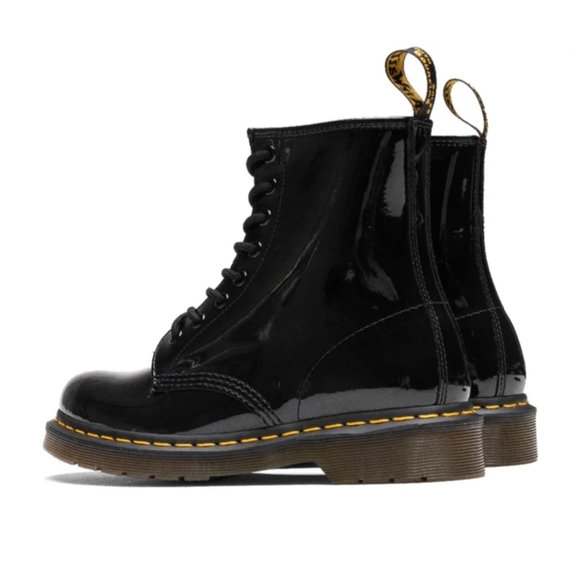 Dr. Martens Black Patent Leather Lace-Up Ankle Boots Women's Size 6 Brand New - Picture 4 of 16
